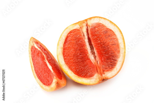 Grapefruit isolated on white background . Grapefruit fruit. Grapefruit slice isolated on white background.