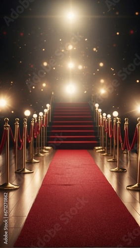 Red carpet on a black background photo