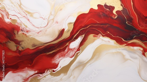 Abstract red gold marble marbled ink painted painting texture luxury background banner. Red and golden waves swirl gold painted splashes