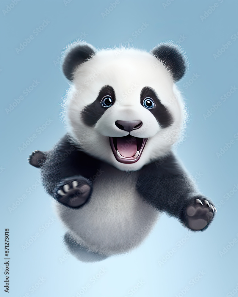 A cute little panda jumping A cute little panda jumping