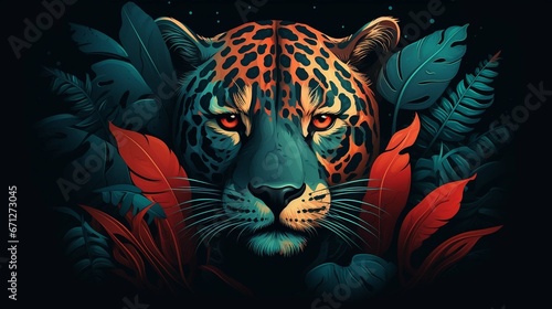 Photo cool jaguar illustration design 