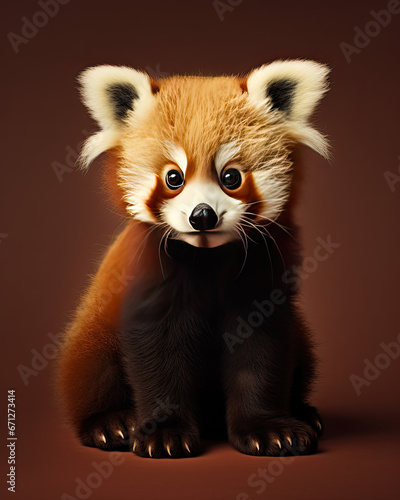 A cute little red panda on a clean background
