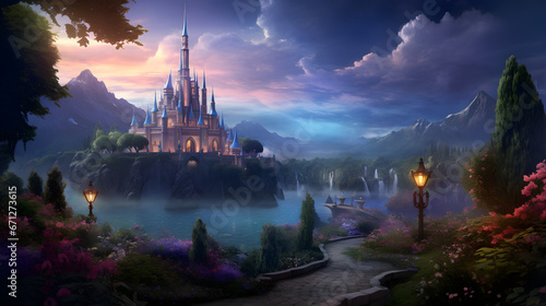 Enchanted Castle. Fairy Tale Landscape