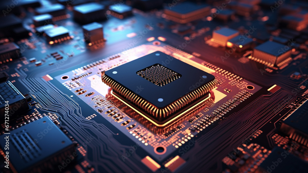 Fototapeta premium circuit board computer background. high tech motherboard