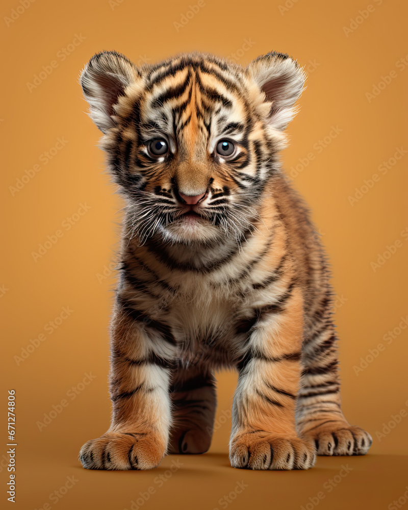 Fototapeta premium A cute baby tiger on a clean background