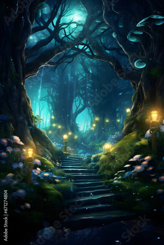 Enchanted path in Fairy tale forest