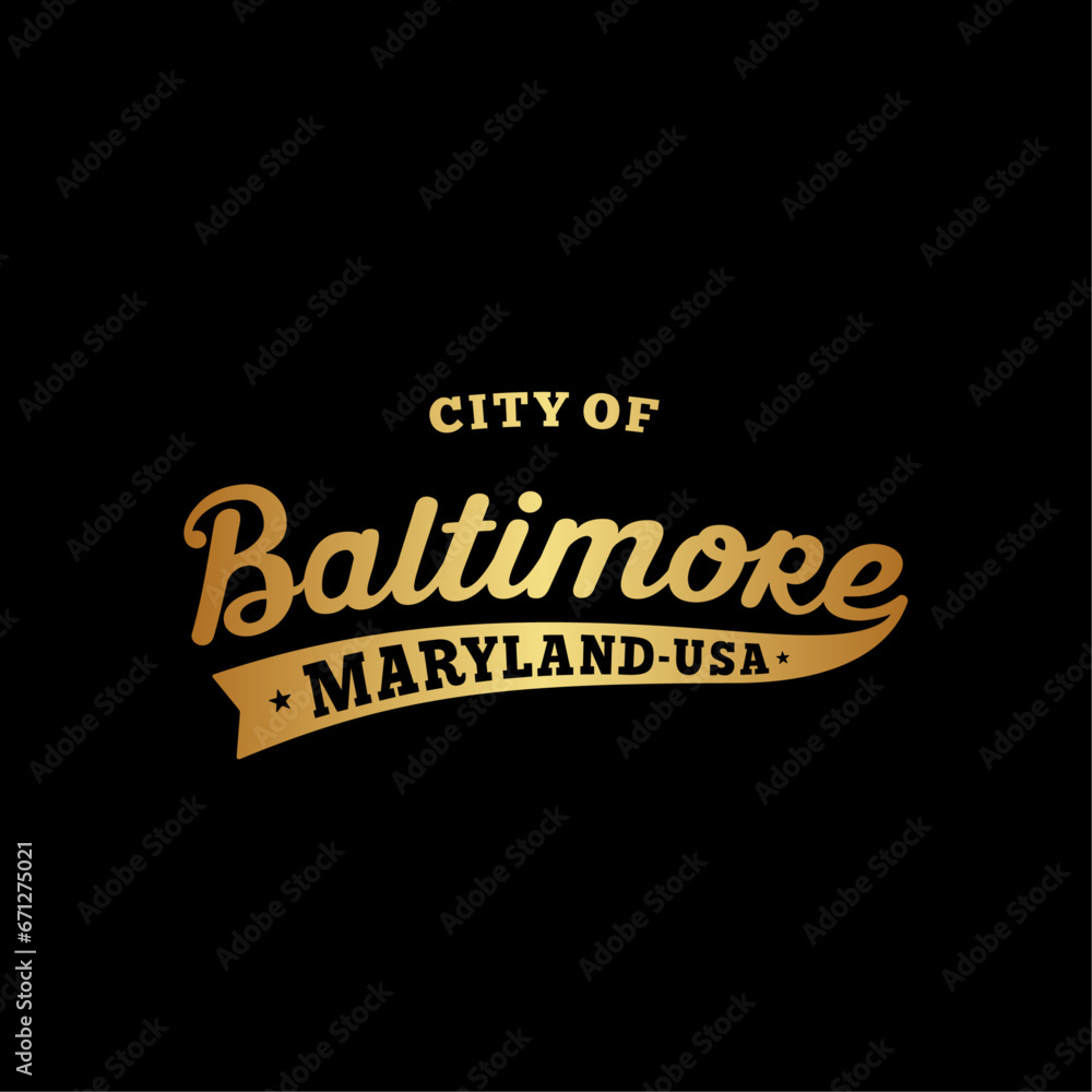 City of Baltimore lettering design. Baltimore, Maryland typography design. Vector and illustration.