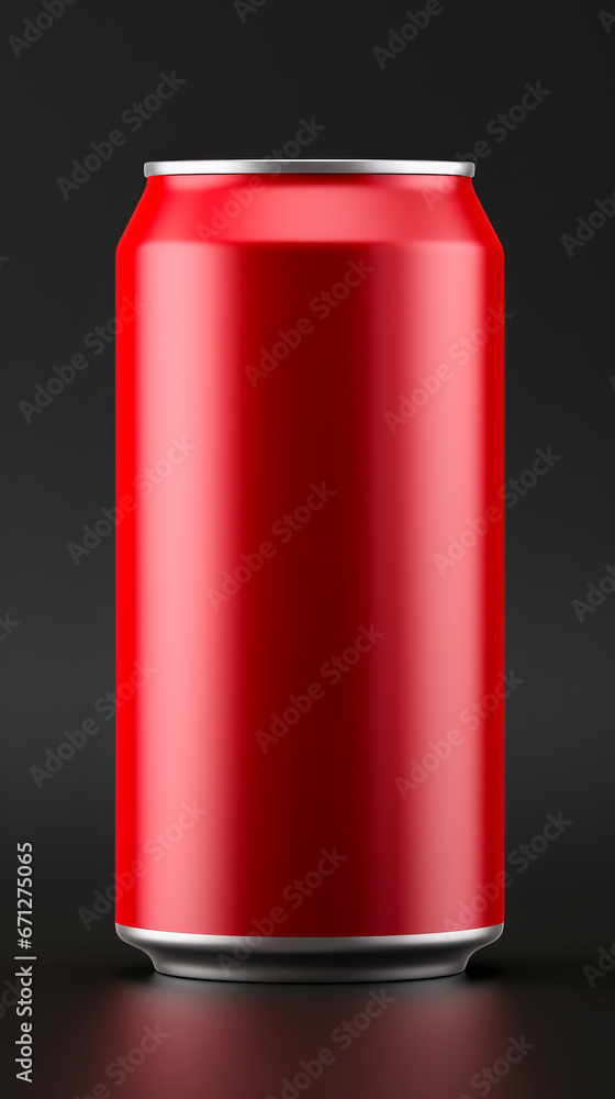 A red can of soda on a black background A red can of soda on a black background