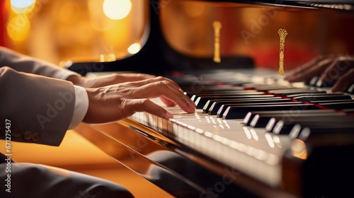 Harmonious Mastery: A Close-Up of Grand Piano Hands