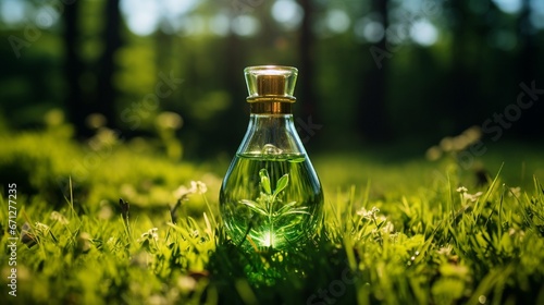 A_glass_flask_filled_with_green liquid