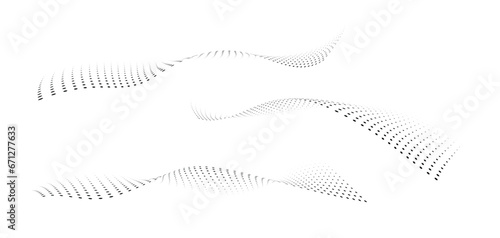 Technology abstract background. Geometric dotted curve shapes.