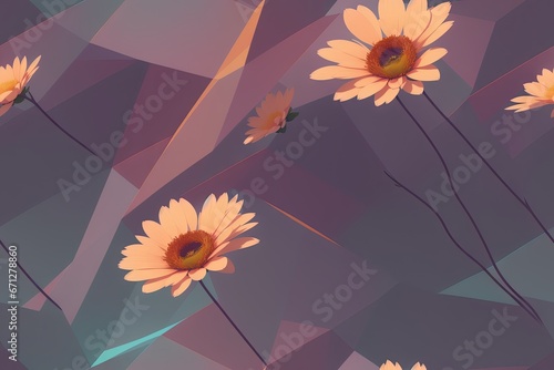 Seamless flowers pattern painting with trendy colors. Print Design, generative ai