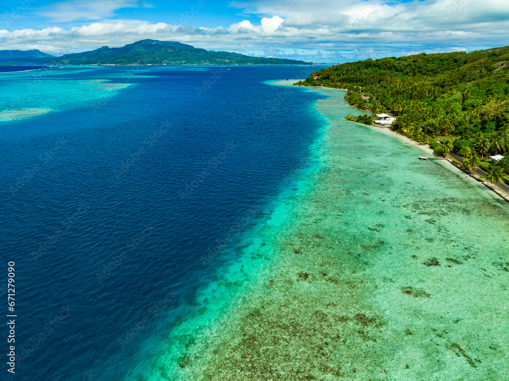 Taha'a by drone, French Polynesia