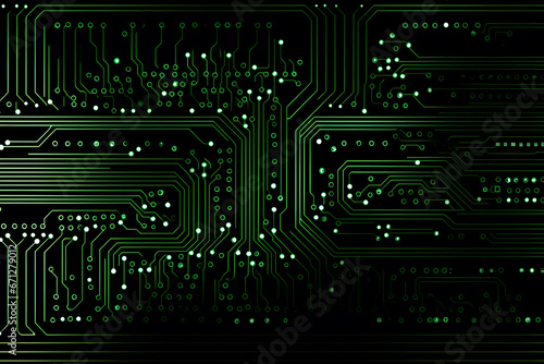 High tech electronic circuit board background. Neural network AI generated art