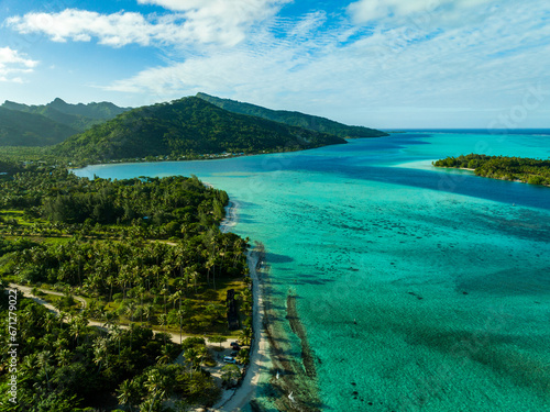 Huahine by drone, French Polynesia