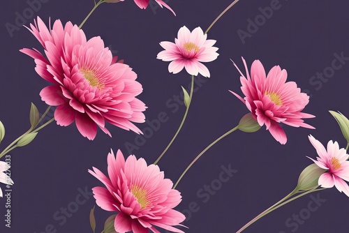 Seamless flowers pattern painting with trendy colors. Print Design, generative ai