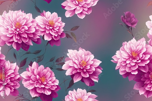 Seamless flowers pattern painting with trendy colors. Print Design, generative ai