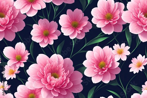 Seamless flowers pattern painting with trendy colors. Print Design, generative ai