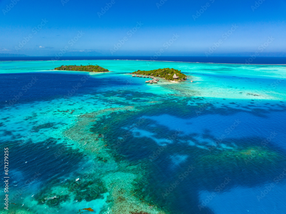 Taha'a by drone, French Polynesia