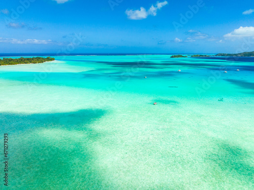 Fototapeta Naklejka Na Ścianę i Meble -  Bora Bora by drone, Feench Polynesia