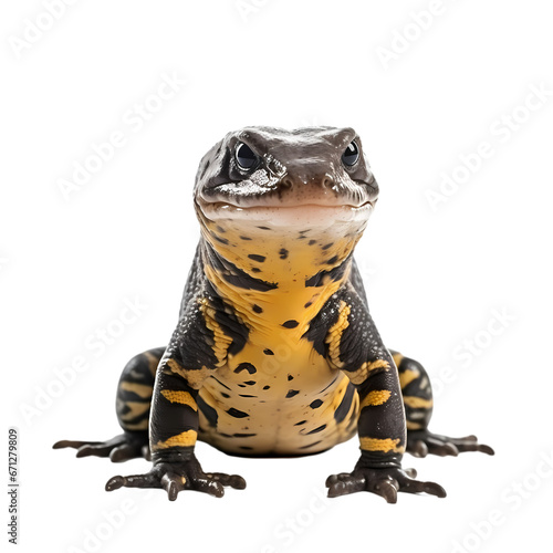 Eastern tiger salamander on transparent background