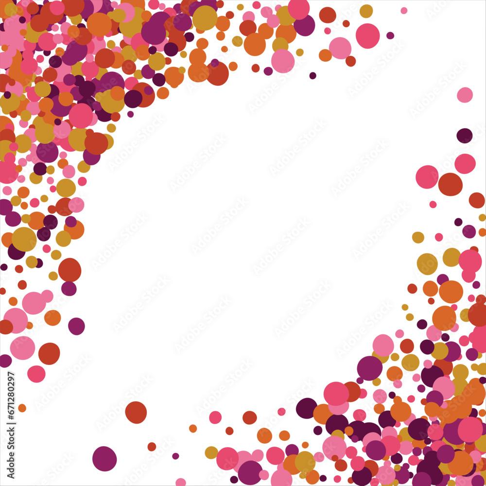 Round frame made of colored circles. banner Place for text. Horizontal background. Vector illustration.