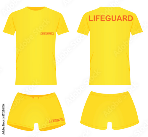 Lifeguard t shirt and shorts. vector illustration