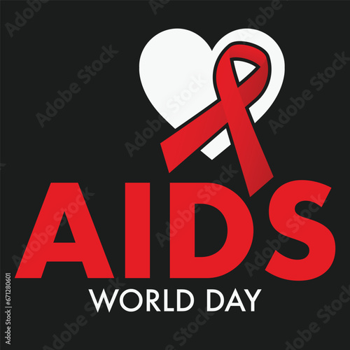 World AIDS Day 1 December , World Aids Day concept with shiny red ribbon of aids awareness