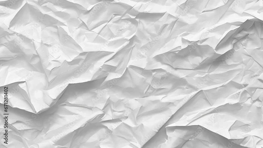 Fototapeta premium White crumpled paper background, texture pattern overlay, paper texture illustration with a transparent background
