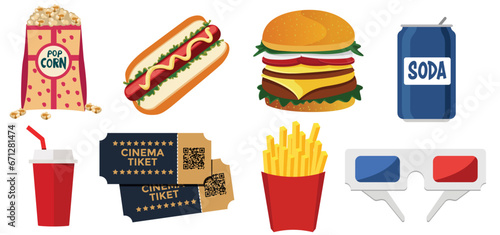 set of cine items, fast food