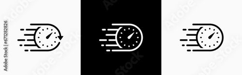 Quick time or deadline icon set in line style, Timers, Express service, Countdown timer and stopwatch flat style simple black symbol sign for apps, UI, and website, vector illustration photo