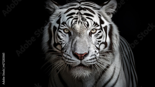 Beautiful portrait of a white tiger