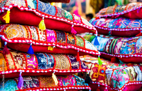 Bright pillows souvenirs on the Turkish market