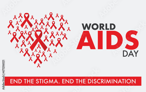World AIDS Day 1 December , World Aids Day concept with shiny red ribbon of aids awareness