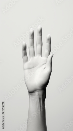 A black and white photo of a person's hand