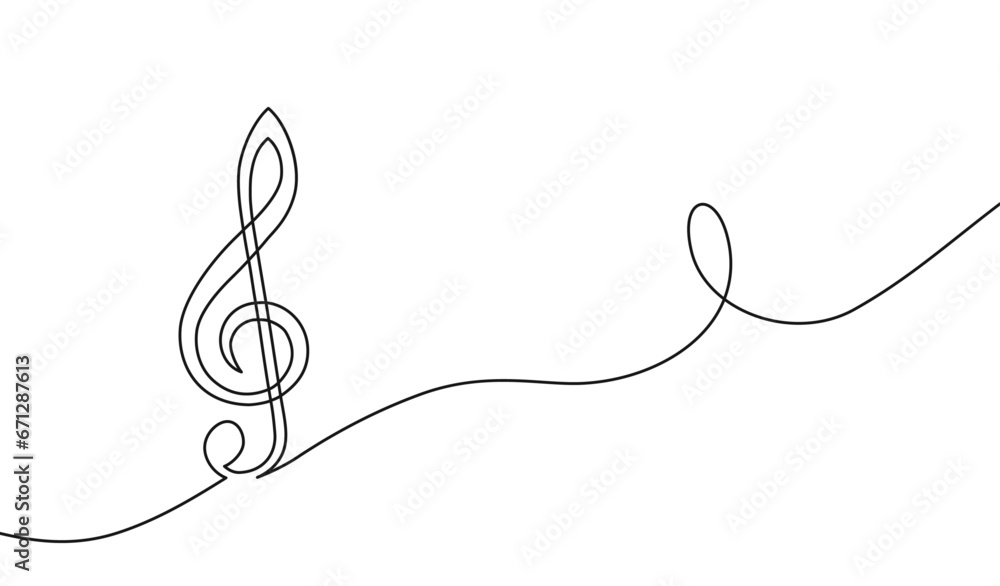 Music clef one line. Art note. Continuous line drawing. Hand draw concert. Outline vocal icon. Concept school musical notes. Sketch black notes isolated on white background. Vector illustration Music clef one line. Art note. Continuous line drawing. Hand draw concert. Outline vocal icon. Concept school musical notes. Sketch black notes isolated on white background. Vector illustration