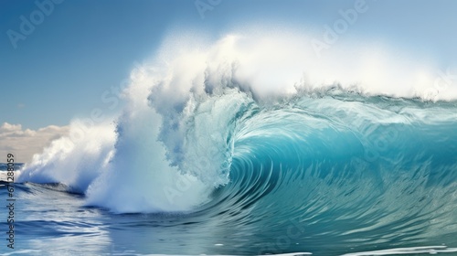 Foamy waves rolling up in the ocean. Dynamic motion sea water. © Sergio Lucci