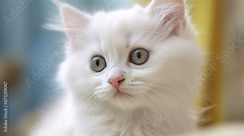 Small and cute white kitten photo in sunlight, generative ai © nikolettamuhari