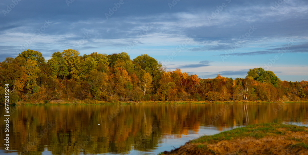 autumn landscape with river, 