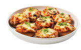 Cheese Topped Butter Chicken Mushrooms on Transparent Background