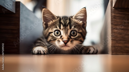 Small and cute tabby kitten photo in sunlight, generative ai © nikolettamuhari