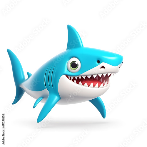 Cute Shark  Cartoon Animal Toy Character  Isolated On White Background