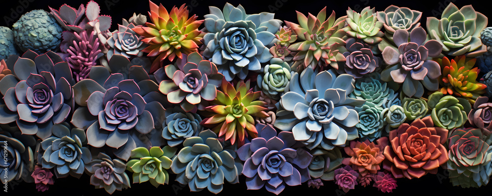 a variety of succulents - colourful succulent plant background a variety of succulents - colourful succulent plant background