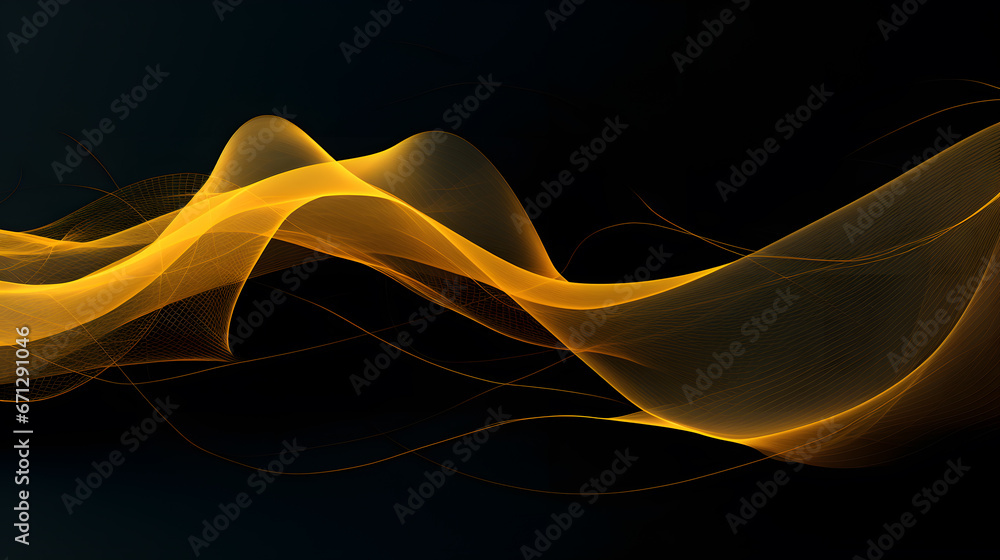 abstract background showing yellow wavy network lines on a black background