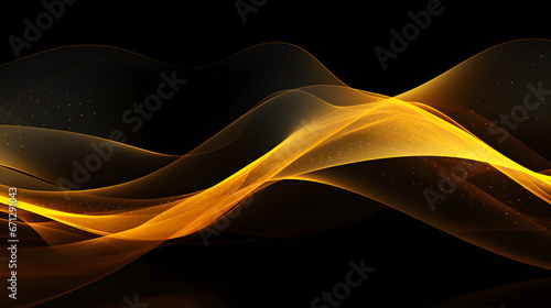 abstract background showing yellow wavy network lines on a black background