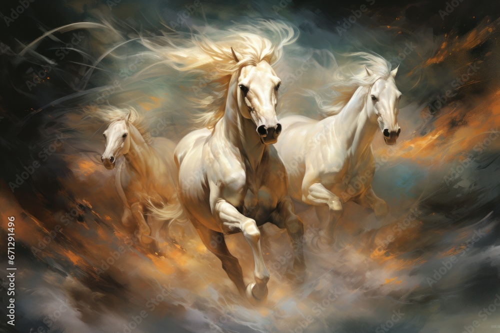 Obraz premium Whirling cyclone riders, harnessing the power of storms atop their magical steeds - Generative AI