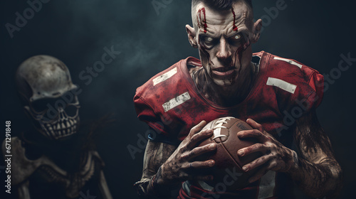 portrait of a zombie american football player photo