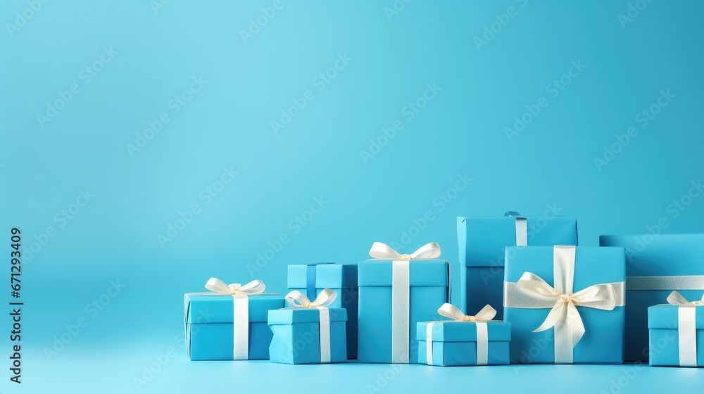 blue gift boxes on blue background. blue monday concept. blue gift boxes on blue background. blue monday concept.