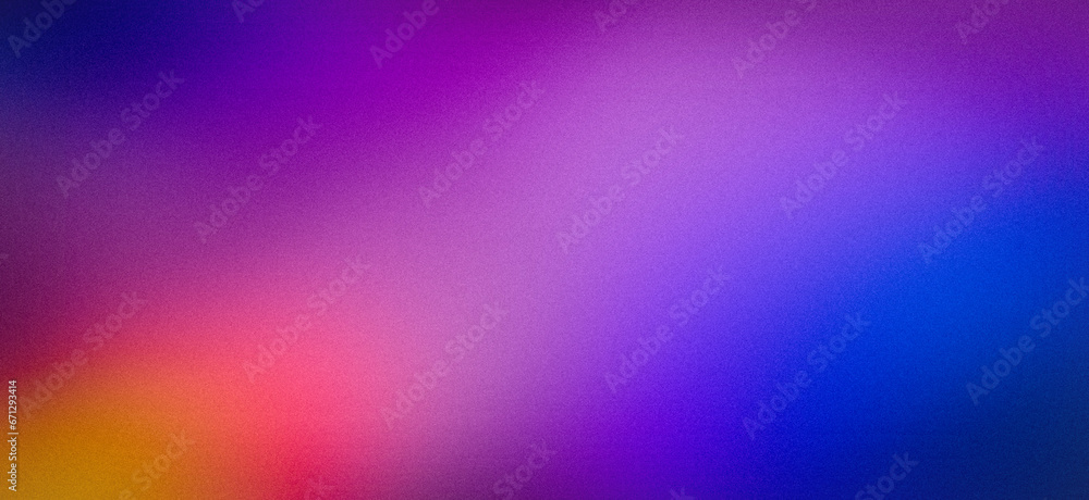Blue orange neon purple lilac abstract background for desktop design. Blurred color gradient, ombre. Defocused, colorful, multicolored, mix, rainbow, bright, fun pattern. Rough, grainy banner