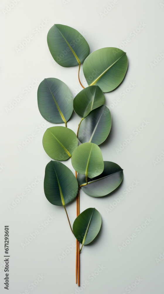 A plant with green leaves on a white background A plant with green leaves on a white background